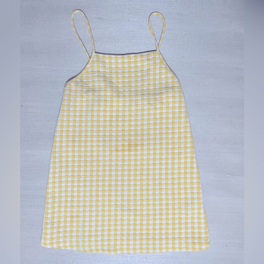 Zara Yellow and White Checkered Mini Dress